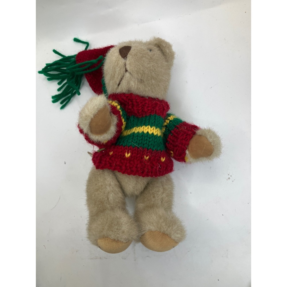 Hugfun Intl. Plush Teddy Bear Red Knit Sweater & Hat Christmas Holiday Toy